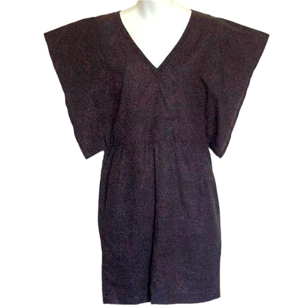 V-Neck Short Sleeve Black Mini Dress
